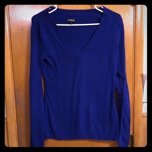 Express v-beck sweater in deep cobalt blue